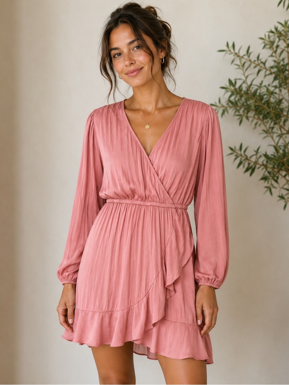 LC Lauren Conrad Blush Long Sleeve Dress EUC Size S